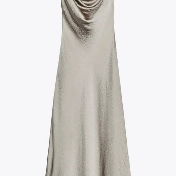 Zara Silver Bronze Satin Dress NWT carolyn bessette-kennedy - Picture 5 of 9